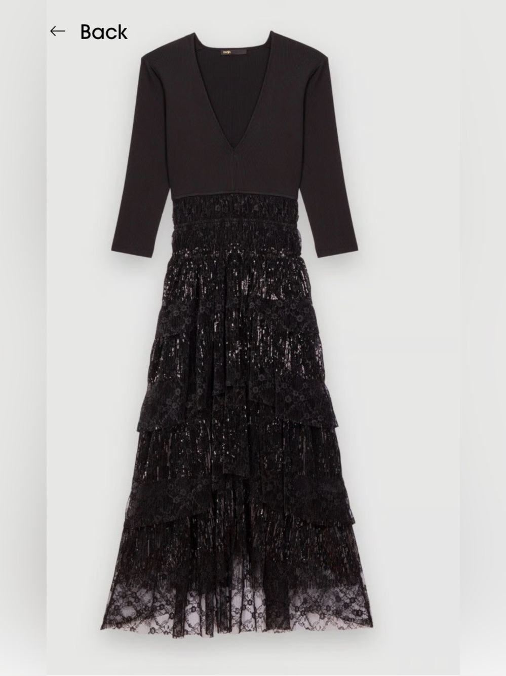 Maje Sequin Lace and Jersey Mix Dress